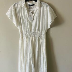 Zara White Eyelet Midi Dress